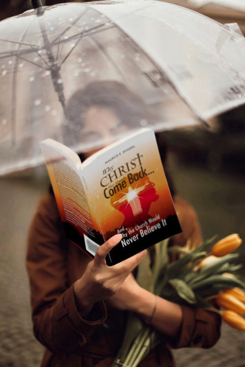 Woman reading the book 'Christ Has Already Come Back.'